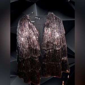 Women’s Silver Fringe Tassel Jacket New w/ Tags. Size 10.